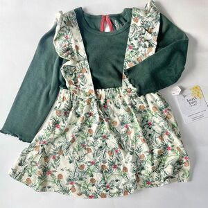 Burt's Bees Baby Forest Green Dress with Pinecone Print